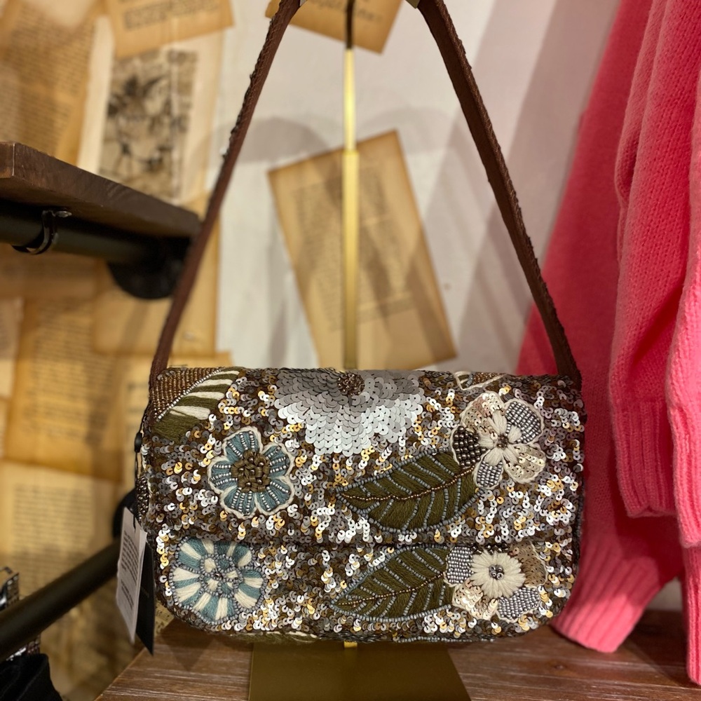 Floral Beaded Women's Shoulder Bag